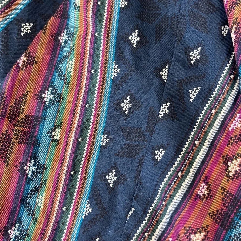 World Market Women’s 100% Cotton Navy Blue Multicolored Kimono Jacket Boho S/M